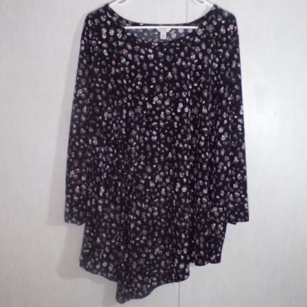 Cato Est 1946 Womens Tunic Top 22/24W Asymmetrical Hem Stretch Long Sleeve